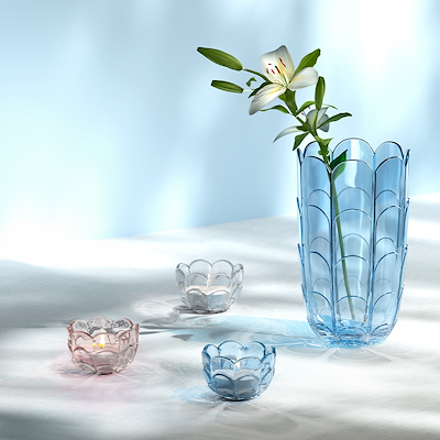 Holmegaard glasvase blue iris H19 cm