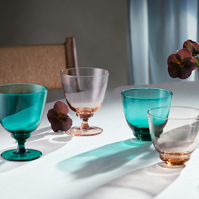 Holmegaard Flow vandglas på fod emerald green 35 cl
