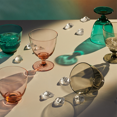 Holmegaard Flow vandglas på fod emerald green 35 cl