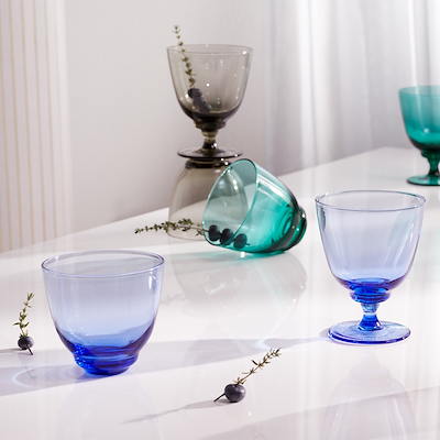 Holmegaard Flow vandglas mørk blå 35 cl