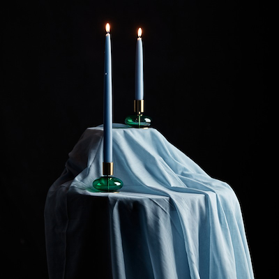 Holmegaard Bubble lysestage grøn H8 cm