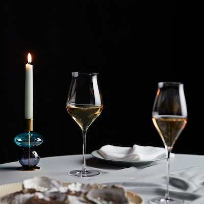 Holmegaard Bubble lysestage blå H 14 cm