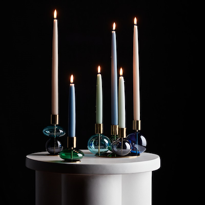 Holmegaard Bubble lysestage blå H 14 cm