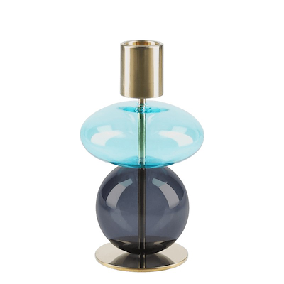 Holmegaard Bubble lysestage blå H 14 cm