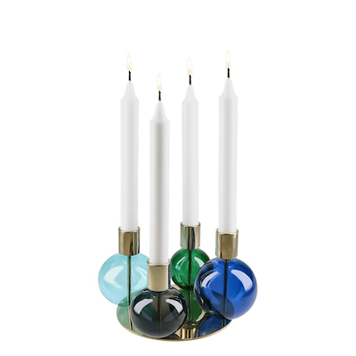 Holmegaard Bubble 4-armet lysestage blå Ø 17,5 cm