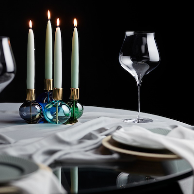 Holmegaard Bubble 4-armet lysestage blå Ø 17,5 cm