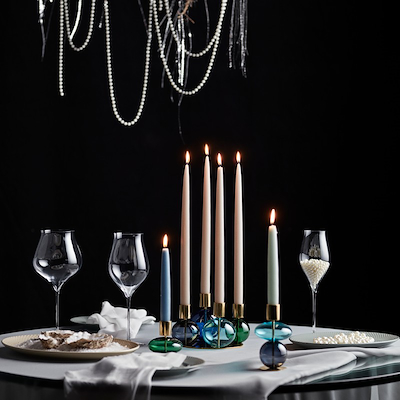 Holmegaard Bubble 4-armet lysestage blå Ø 17,5 cm