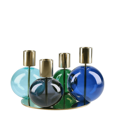 Holmegaard Bubble 4-armet lysestage blå Ø 17,5 cm