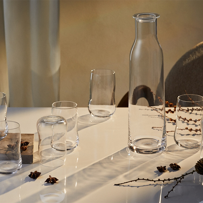 Holmegaard Minima glasflaske med låg 1,4 liter