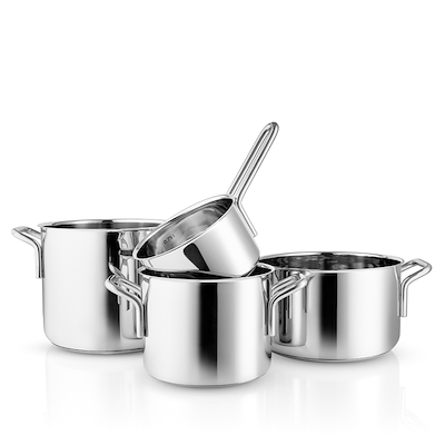 Eva Trio Steel Line Recycled grydesæt rustfrit stål 4 dele