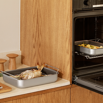 Eva Trio Professionel bradepande med keramisk belægning inkl. rist 30x22 cm