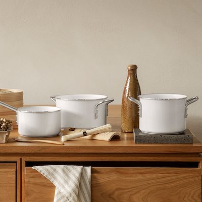 Eva trio White Line grydesæt 1,8 + 2,5 + 3,8 liter keramisk Slip-Let® belægning