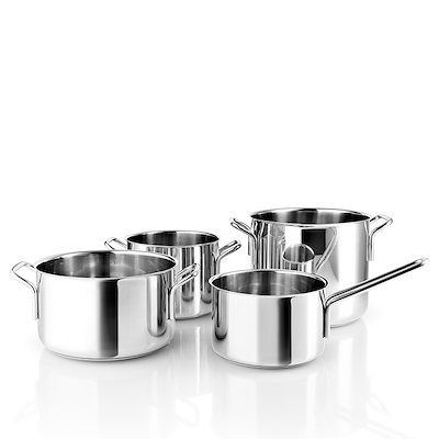 Eva Trio Recycled Rustfrit Stål grydesæt 4 dele uden belægning