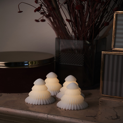 Sirius Claire LED mini juletræ hvid 7 cm 4 stk.