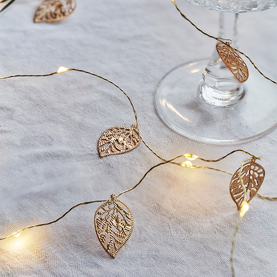 Sirius Marlin Blad lyskæde guld 2 meter