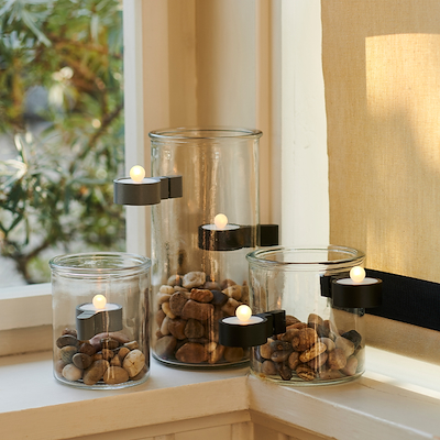 Sirius Amalia fyrfadsstager med magnet 2 stk. krom