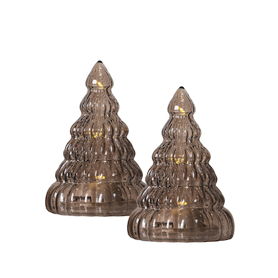 Sirius Lucy træ lysdekoration brun glas H 9 cm 2 stk.