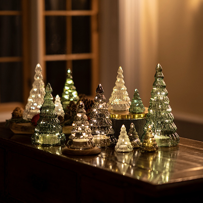 Sirius Lucy træ lysdekoration brun glas H 9 cm 2 stk.