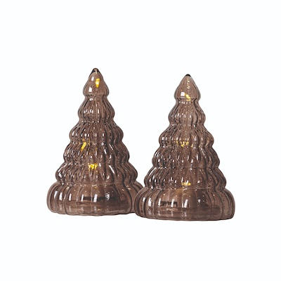 Sirius Lucy træ lysdekoration brun glas H 9 cm 2 stk.