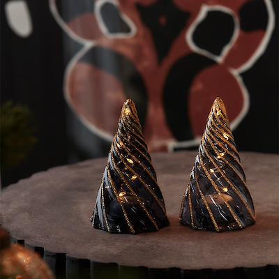 Sirius Vilma LED glas lystræ sort H 11 cm 2 stk.