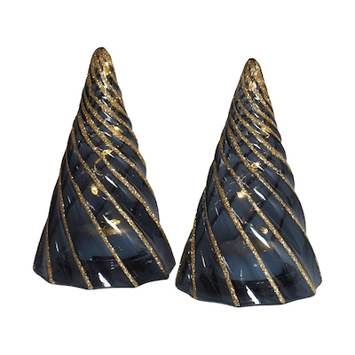 Sirius Vilma LED glas lystræ sort H 11 cm 2 stk.