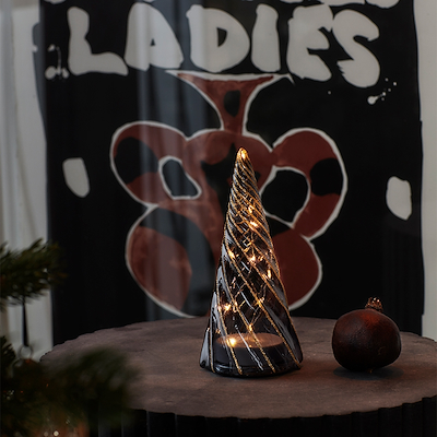 Sirius Vilma LED glas lystræ sort H 19 cm