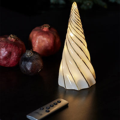 Sirius Vilma LED glas lystræ hvid H 19 cm