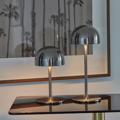 Sirius Tim genopladelig bodlampe chrome H22 cm