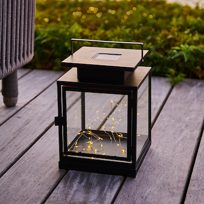 Sirius Lui lanterne med lyskæde sort