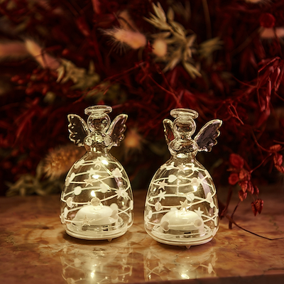 Sirius Sweet Christmas engel lysdekoration 2 stk. H9 cm