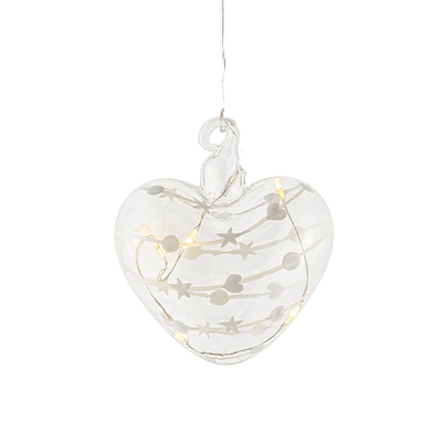 Sirius Sweet Christmas hjerte ophæng med LED lys Ø8 cm