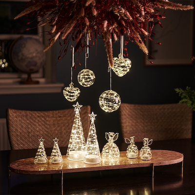 Sirius Sweet Christmas hjerte ophæng med LED lys Ø10 cm