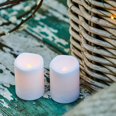 Sirius Storm Mini LED bloklys hvid 2 stk. H7,5 cm