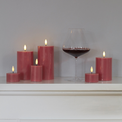 Sirius Sille LED-bloklys rose plum Ø7.5 cm H12.5 cm