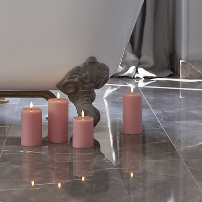 Sirius Sille LED-bloklys lyserød Ø7,5 H10 cm