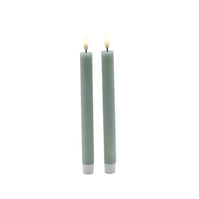 Sirius Sille LED kronelys olivengrøn Ø 2 cm H 25 cm 2 stk.
