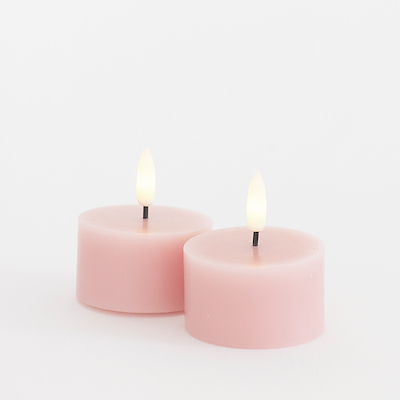 Sirius Sille LED-fyrfadslys rosa 2 stk. Ø 6 x 3,4 cm
