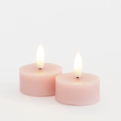 Sirius Sille LED-fyrfadslys lyserød 2 stk. Ø 4,5 cm H 2,2 cm