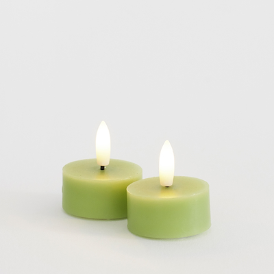 Sirius Sille LED-fyrfadslys lysegrøn 2 stk Ø4,5 cm H2,2 cm