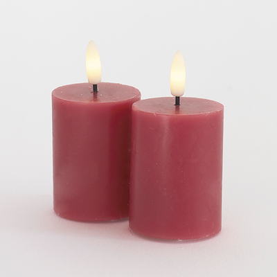 Sirius Sille Mini LED-bloklys rosa 2 stk Ø5x6,5 cm