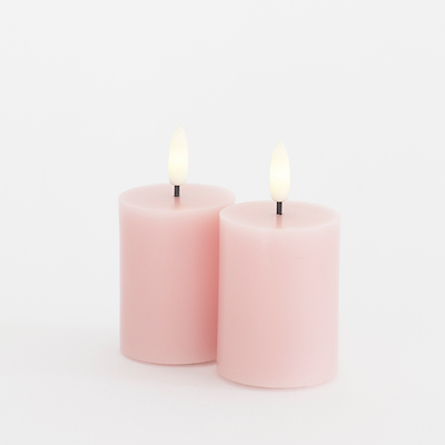 Sirius Sille Mini LED-bloklys lyserød 2 stk Ø5x6,5 cm