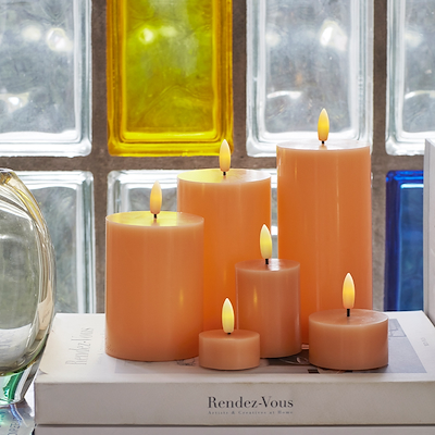 Sirius Sille Mini LED-bloklys abrikos 2 stk Ø5xH6,5 cm