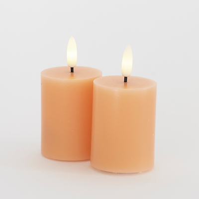 Sirius Sille Mini LED-bloklys abrikos 2 stk Ø5xH6,5 cm