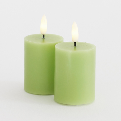 Sirius Sille Mini LED-bloklys lysegrøn 2 stk Ø5x6,5 cm