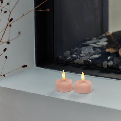 Sirius Sille LED fyrfadslys lyserød Ø 4,5 cm H 2,2 cm 2 stk.