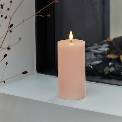 Sirius Sille LED bloklys lyserød Ø 7,5 cm H 15 cm