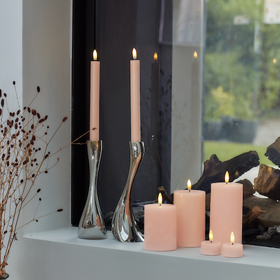 Sirius Sille LED bloklys lyserød Ø 7,5 cm H 15 cm