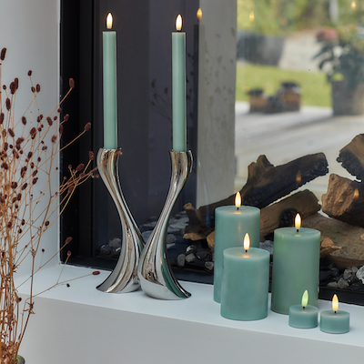 Sirius Sille LED bloklys olivengrøn Ø 7,5 cm H 10 cm