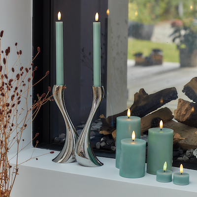 Sirius Sille LED bloklys olivengrøn Ø 7,5 cm H 15 cm