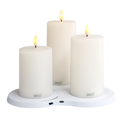Sirius Sille genopladelig LED bloklys 3 stk. inkl. multicharger